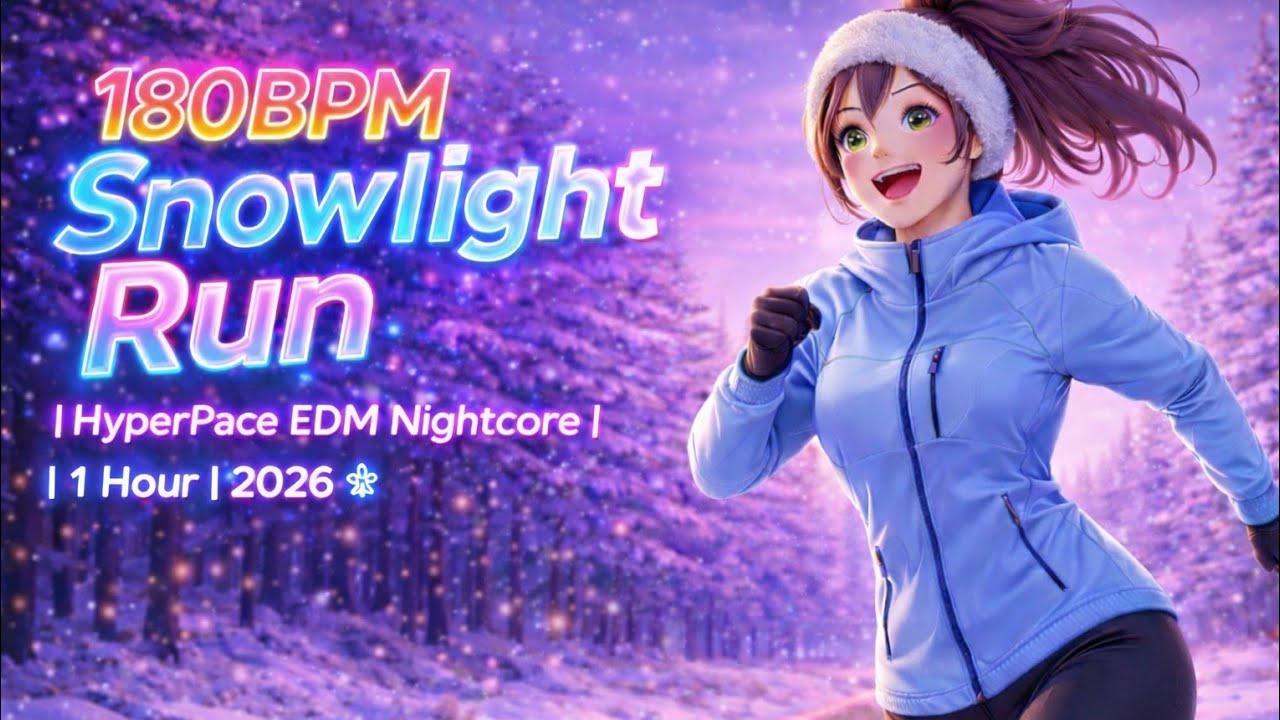 ❄️ 180BPM Snowlight Run | HyperPace EDM Nightcore | 1 Hour | 2026 ⚡