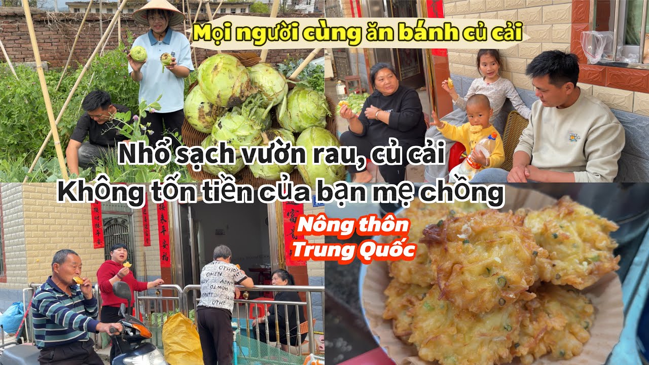 369 🥖 Nhổ sạch vườn cải, củ cải không tốn tiền của bạn mẹ chồng, cả nhà cùng ăn bánh củ cải chiên