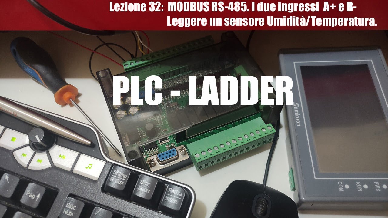 PLC LADDER Lez 32  RS485,  (A+ e B-)  Leggere un sensore MODBUS PR-3200-WS-N01 Umidità/Temperatura.