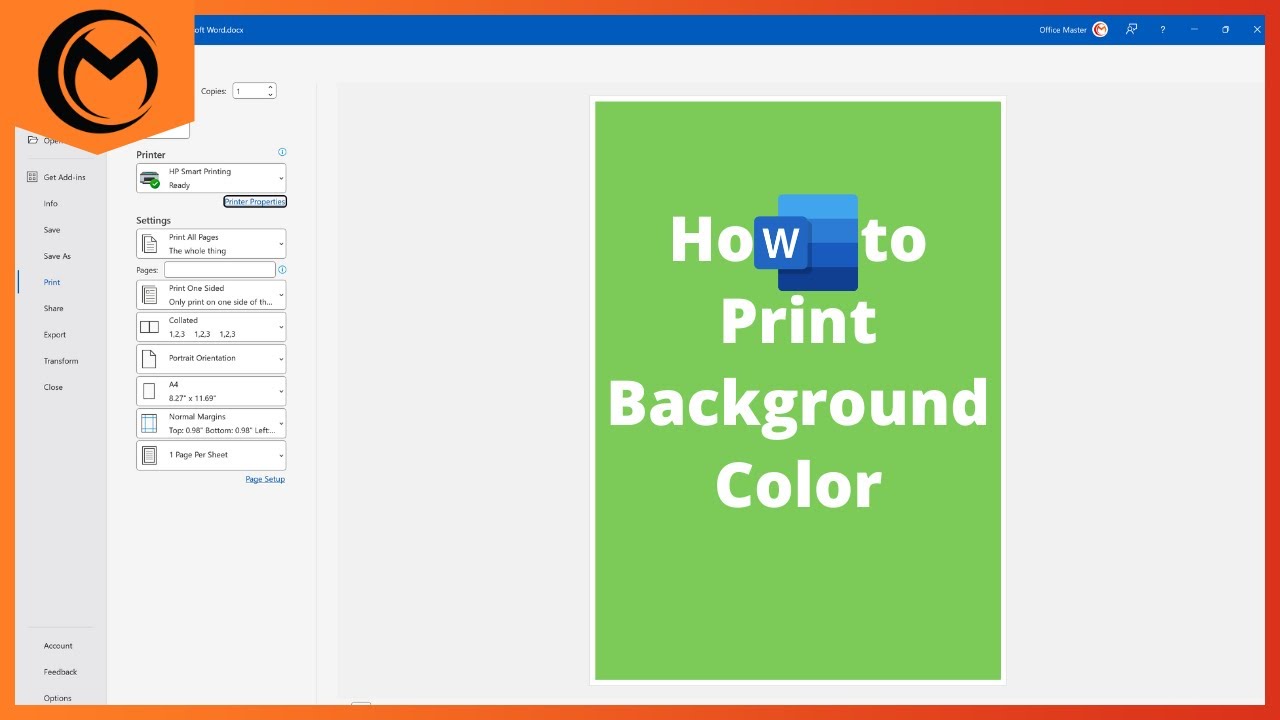 Как напечатать цвет фона в Microsoft Word