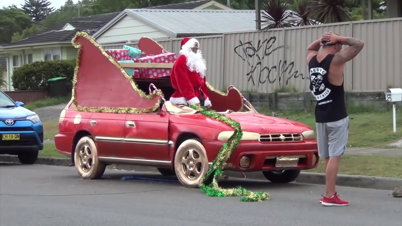 When you turn your BEST MATES car into a CHRISTMAS SLEIGH!