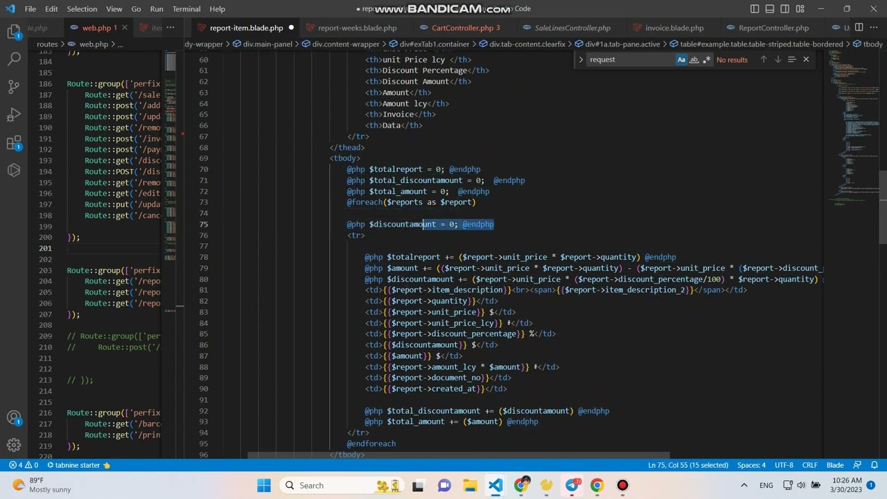 How to get data report laravel 9