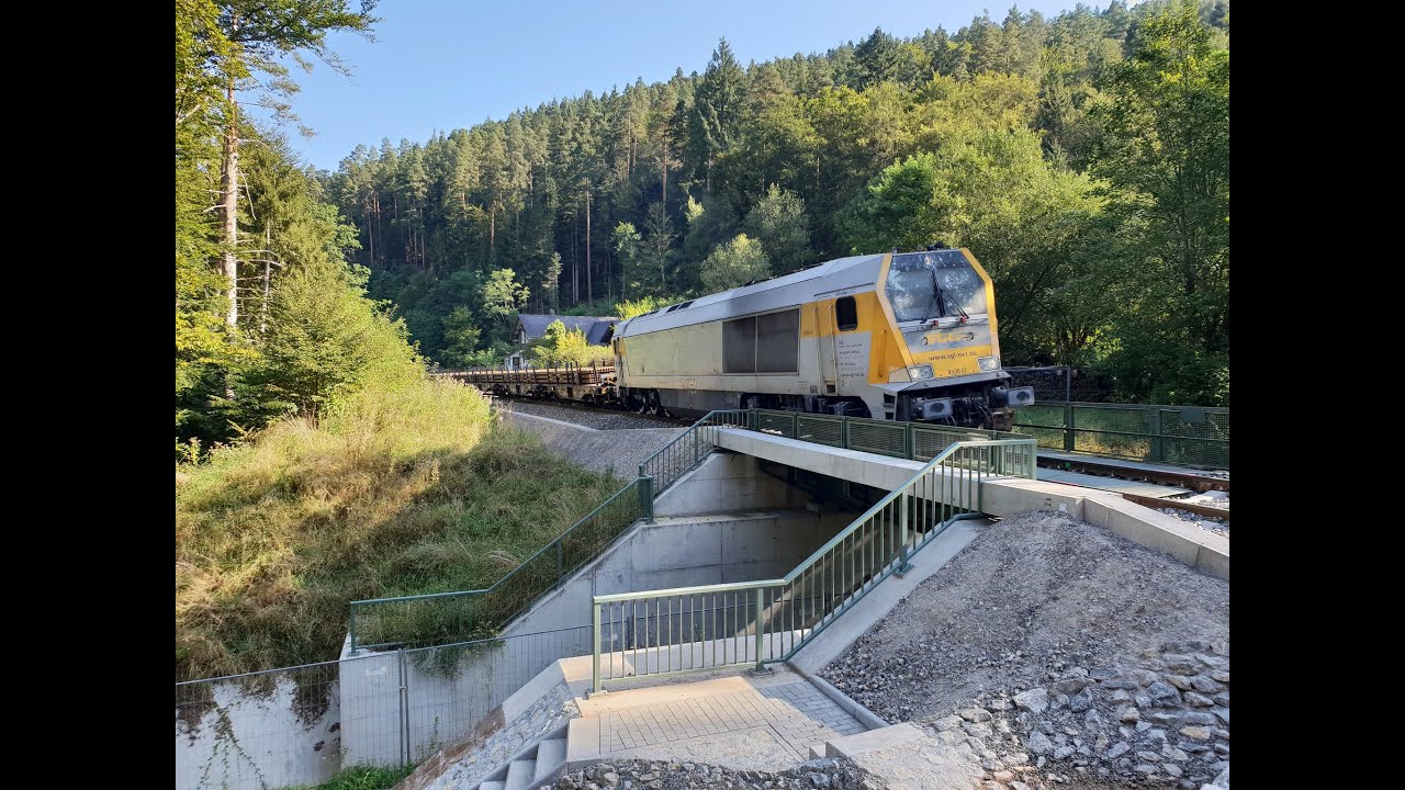Lieferung von neuen Schienen für die Hermann-Hesse-Bahn in Calw.