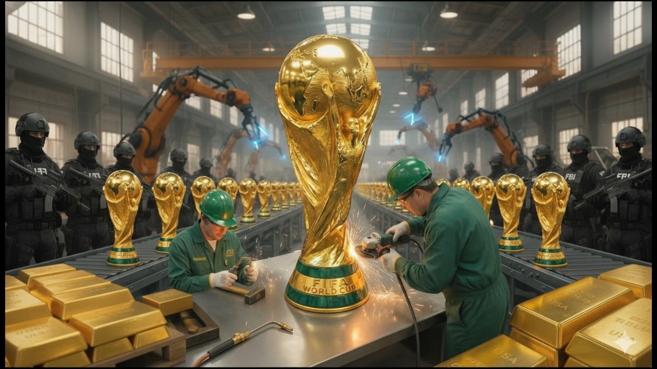 워크숍 내부 공개 – 18K 골드 FIFA 월드컵 2026 트로피 제작 과정 전체 공정 mp4