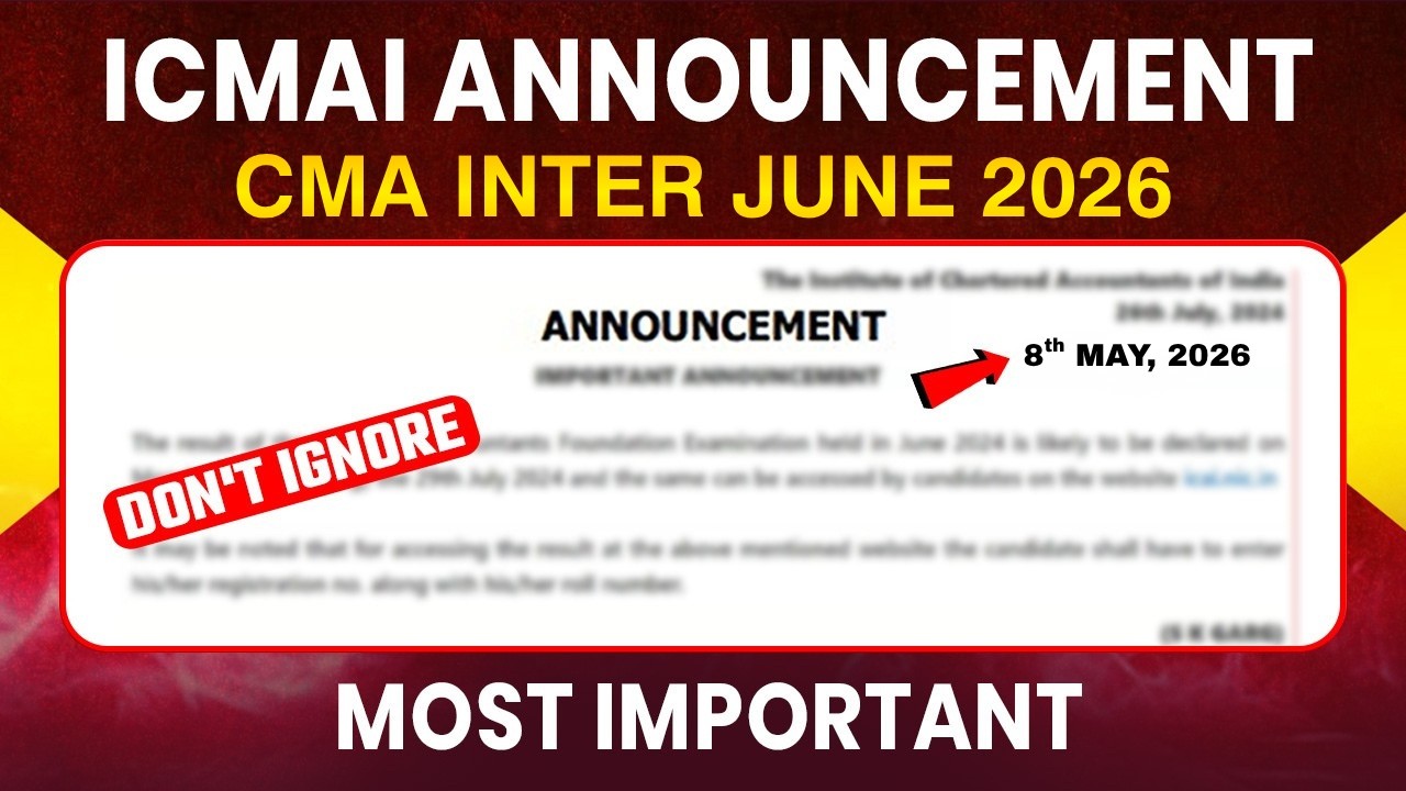 ICMAI Important Announcement | CMA Inter June 26 | Skill Training | CMA Inter Skill Training June 26