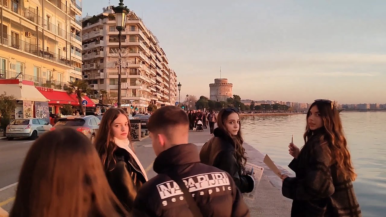Golden Hour Walk in Thessaloniki | Aristotelous to White Tower 🌅
