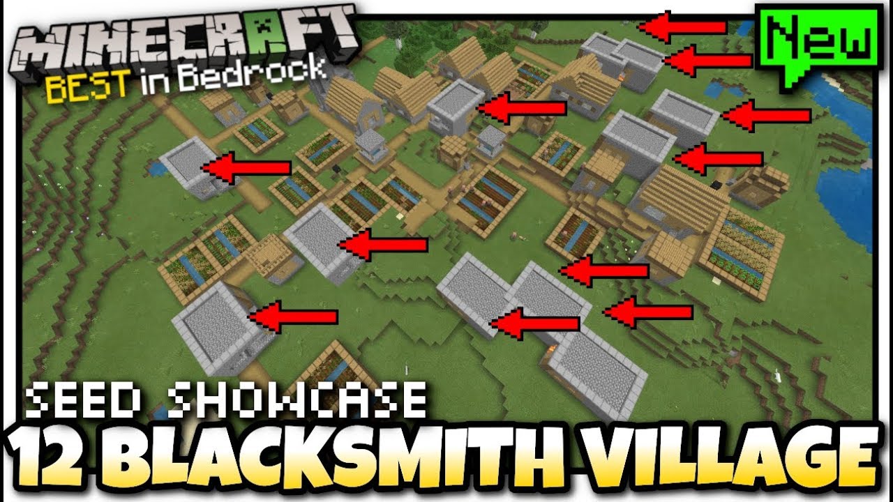 Minecraft - 12 BLACKSMITH VILLAGE #EPIC [ Seed Showcasel ] MCPE / Bedrock / Xbox / Switch