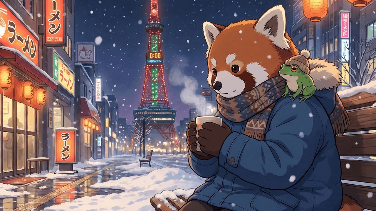 Japanese Winter Lofi Beats ❄️ Snowy Sapporo Night (Relax / Study / Sleep) | KiriSoundFM