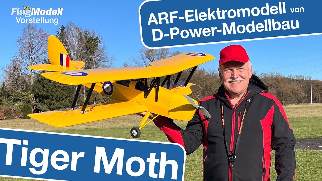 Phoenix Tiger Moth elektrisch von D-Power mit 1,4 m Spannweite - aus Test in FlugModell 7+8/2024