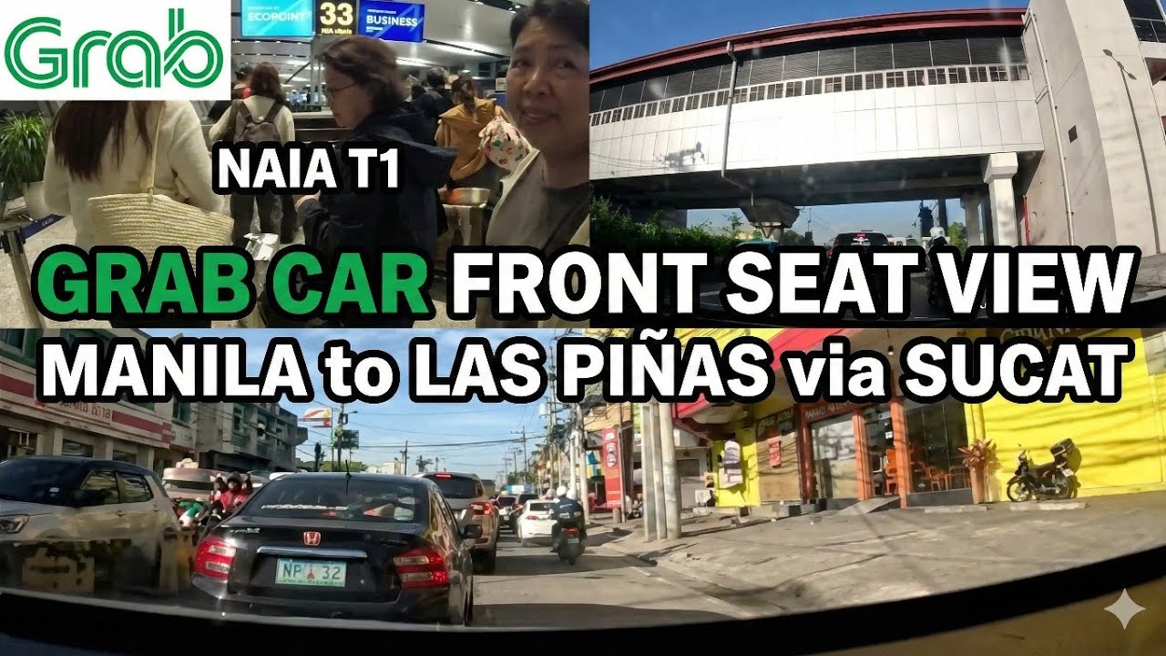 Grab Car Front Seat View 🚗 Manila NAIA T1 to Las Piñas via Parañaque Evacom Sucat | Full Drive