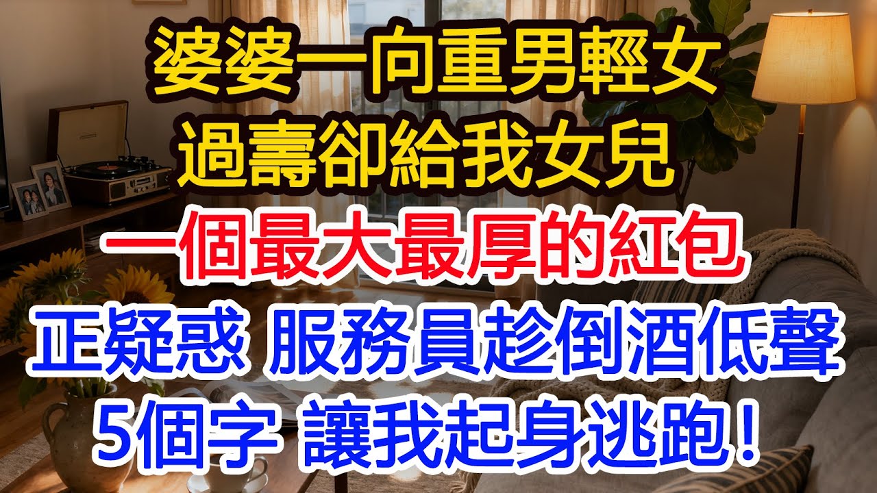 婆婆70壽宴，一向重男輕女的她，卻給我女兒一個最大最厚的紅包，正疑惑，服務員趁著倒酒低聲耳語，5個字讓我毛骨悚然起身逃跑！#為人處世 #正能量 #故事分享 #生活經驗 #情感