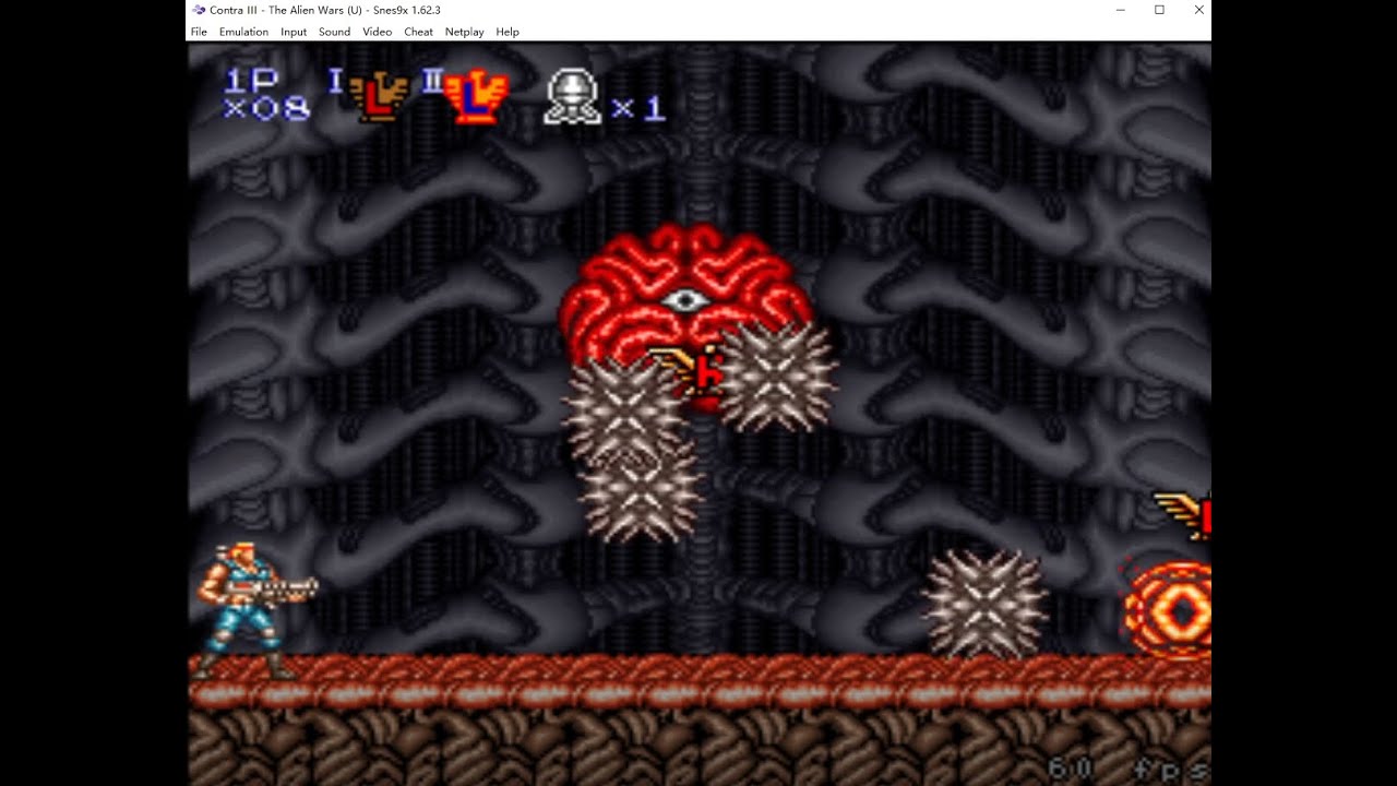 (SNES) Contra III Hard Mode L Weapon Only No Death Run (No Bomb, No Barrier)