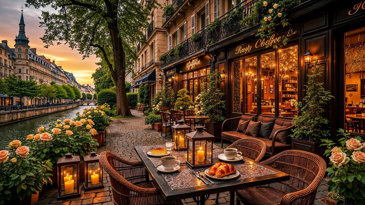 Sunset Caf&eacute; Ambience in Paris ☕ Calm Jazz & Sweet Bossa Nova for a Relaxing Evening