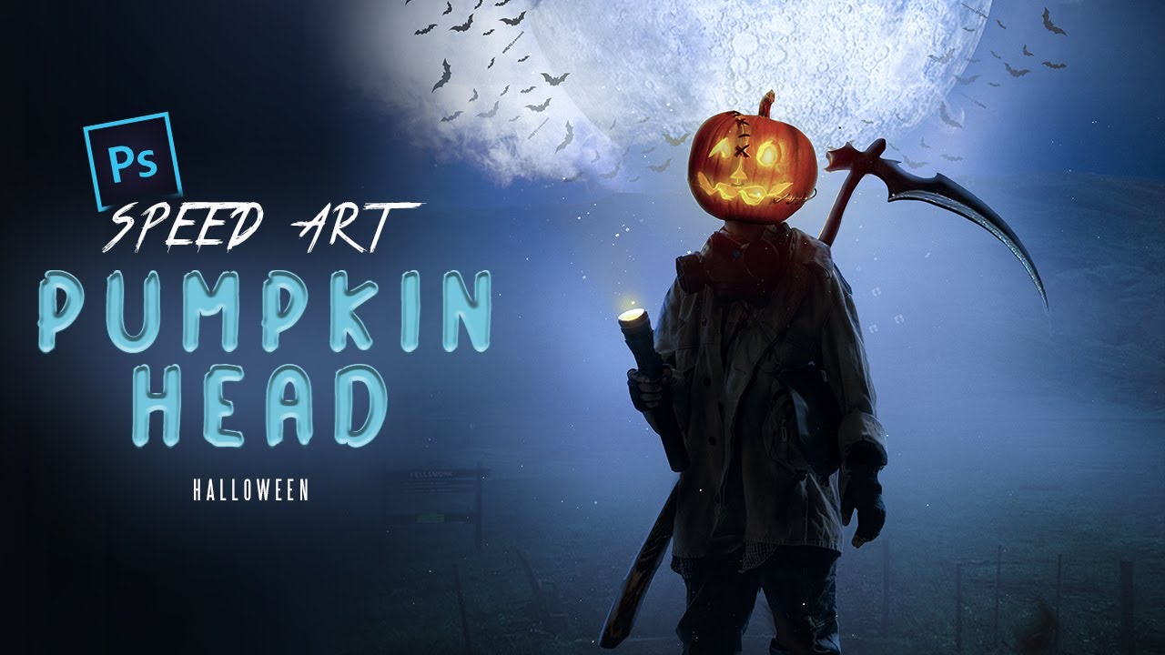Pumpkin Head Halloween - Speed Art (photoshop )