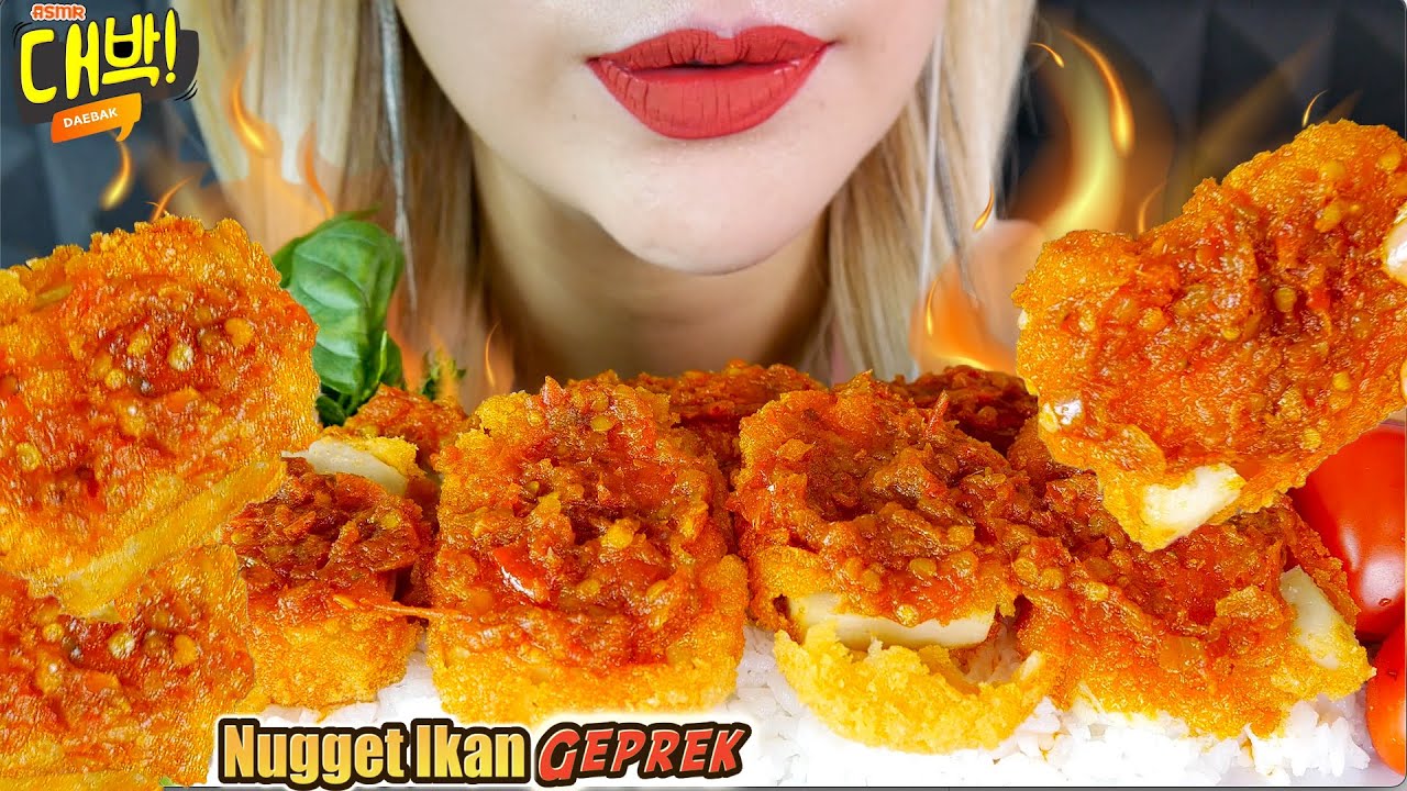 ASMR 🐟🧡NUGGET IKAN GEPREK SAMBAL KOREK💥 | SPICY CRUSHED FISH NUGGET