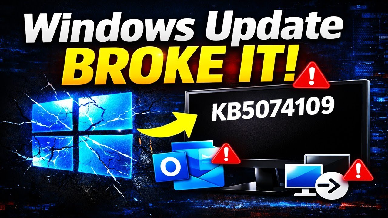 Обновление Windows 11 KB5074109 ломает компьютеры | Черный экран, сбой Outlook, неполадки AVD