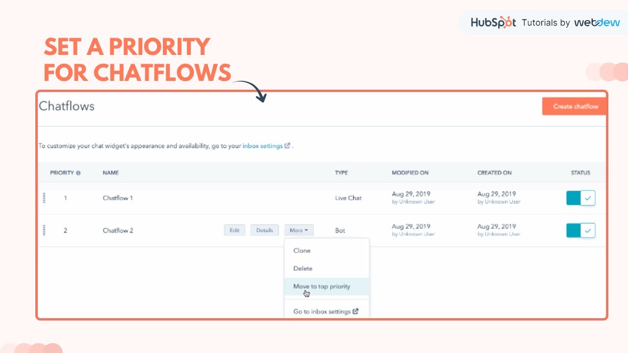 How-to set a priority for chatflows in HubSpot.
