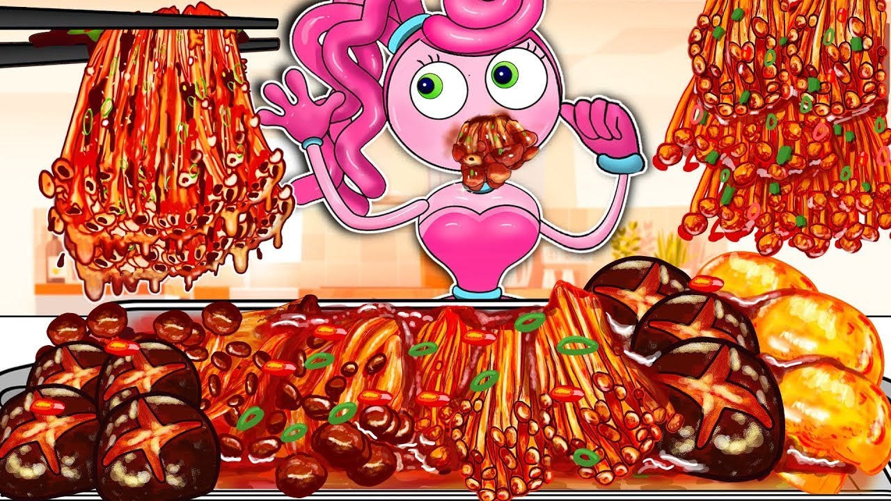 Mommy Long Legs Mukbang Spicy Enoki Mushroom Recipe 🔥 Mukbang Animation   Poppy Playtime