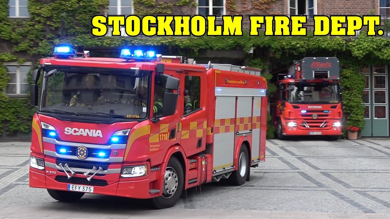 [NEW SCANIA ENGINE!] - Stockholm Fire | Engine & Ladder | Responding from KUNGSHOLMEN Fire Station!