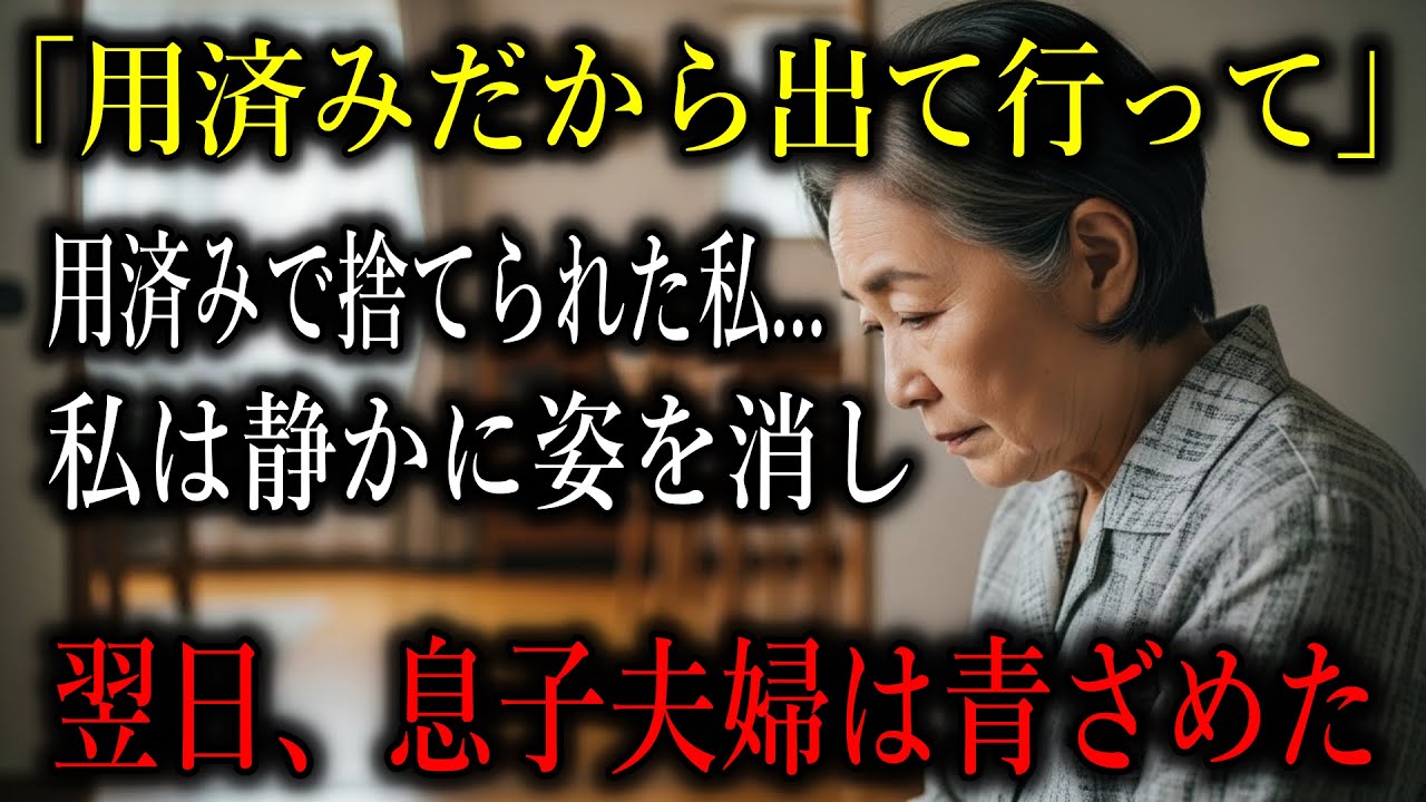 「用済みだから出て行って」用済みで捨てられた私。私は静かに姿を消し、翌日、息子夫婦は青ざめた【シニアライフ】【60歳以上の方へ】