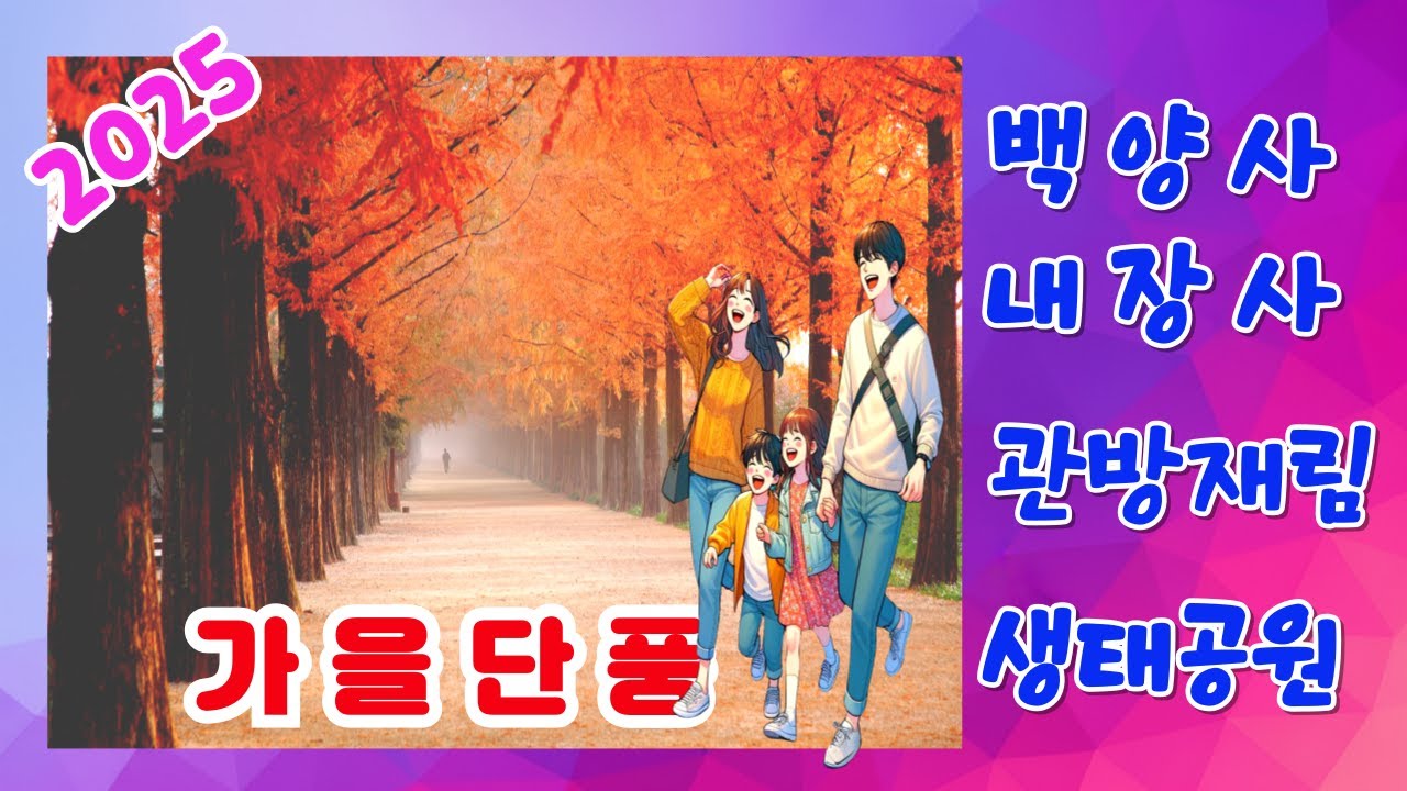 25년 11월 여행지, 단풍명소, 둘째주 절정기, 장성 백양사, 정읍내장사,담양 메타세콰이아, 진안주천생태공원 물안개, November's Best Maple Destination