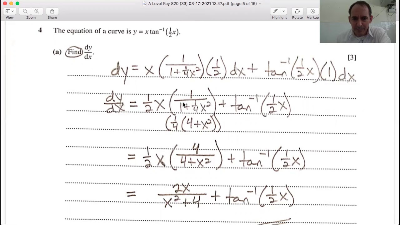 Cambridge A Level Pure Math 3 May/June 2020 Paper 33