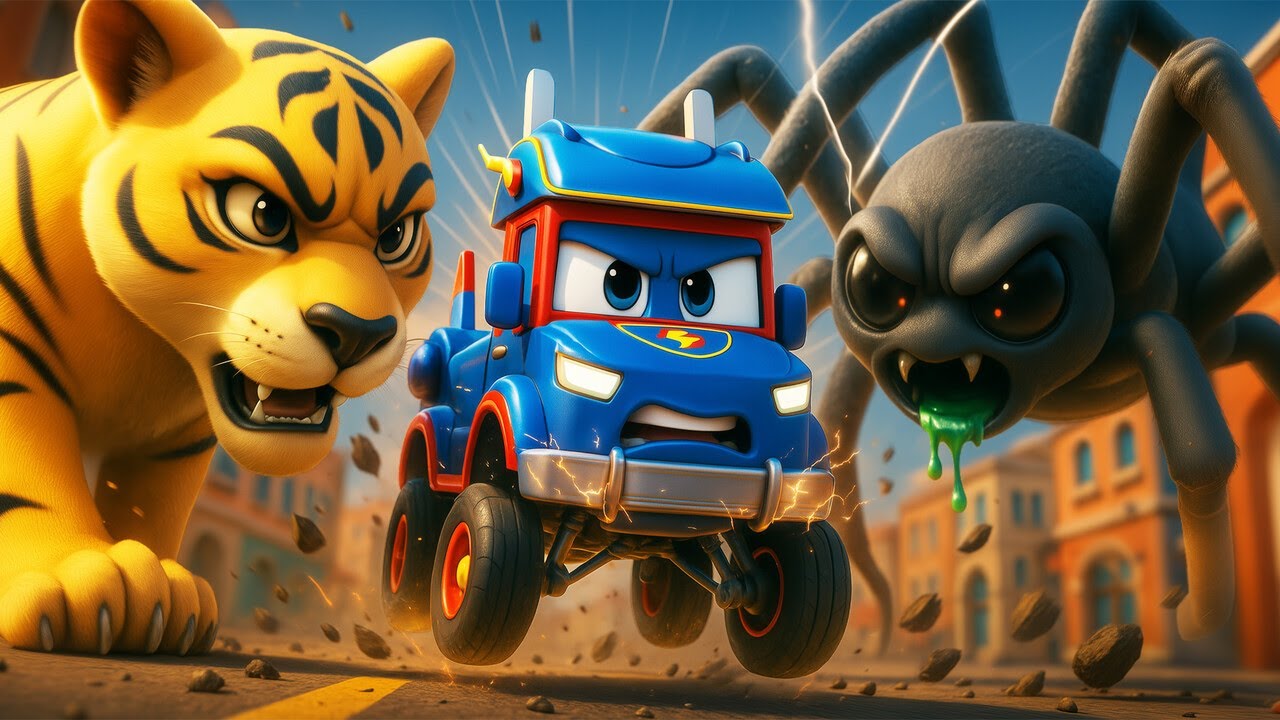 Giant Animals VS. Super Spider Truck 🐘 Animals for Kids | Super Truck