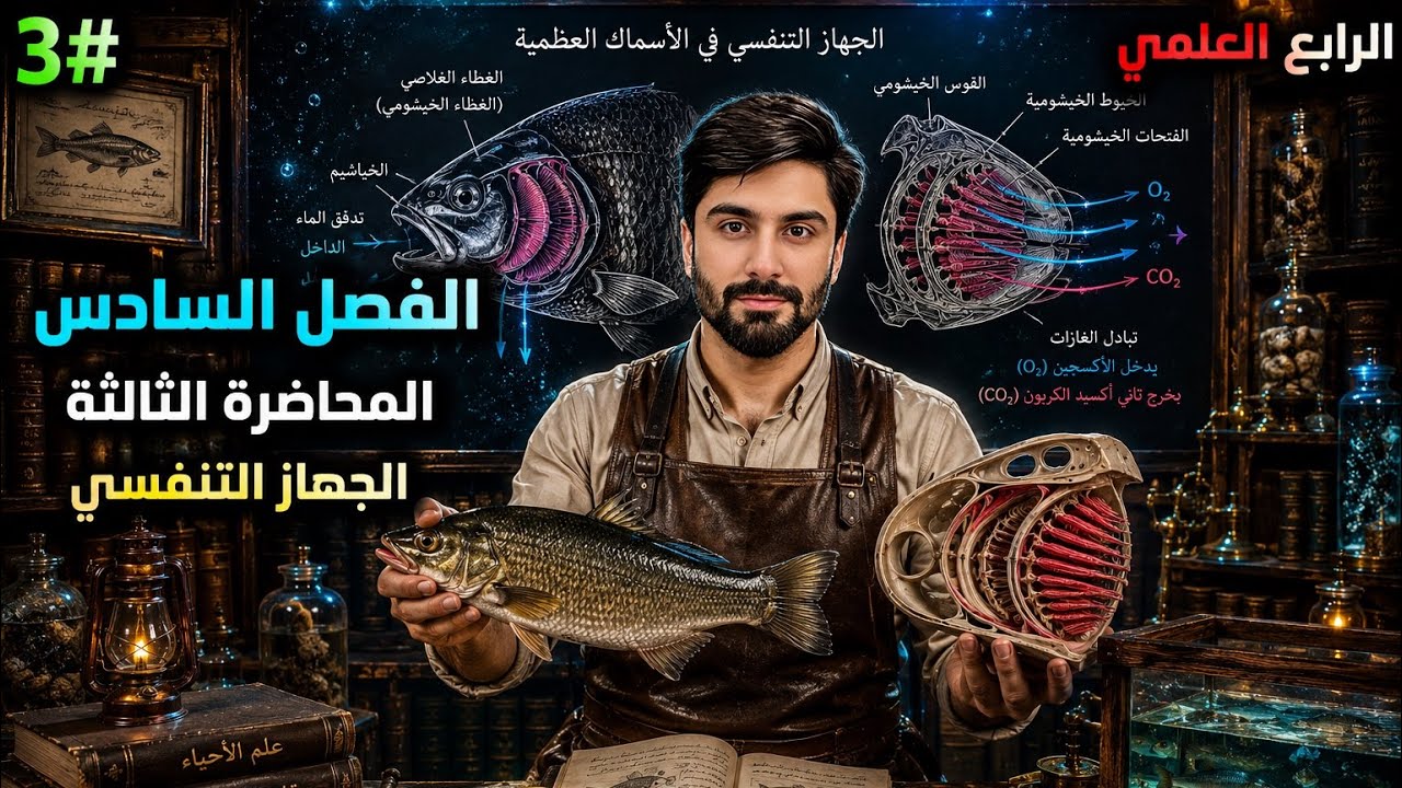 احياء الرابع العلمي  الفصل السادس – المحاضرة الثالثة | الجهاز التنفسي  | أحياء الرابع العلمي 2026