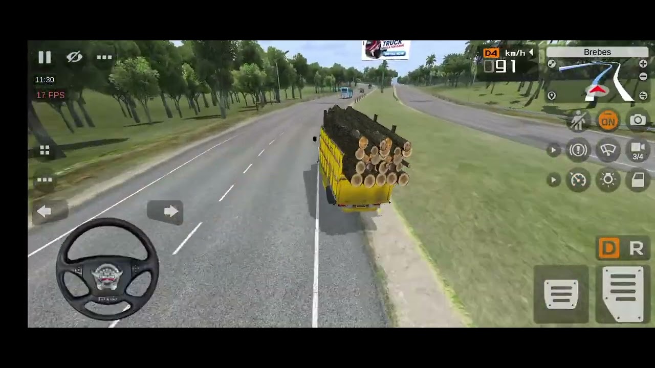 Truk Isuzu Giga Bermuatan Kayu Overload berakhir terguling    II Bus Simulator Indonesia 