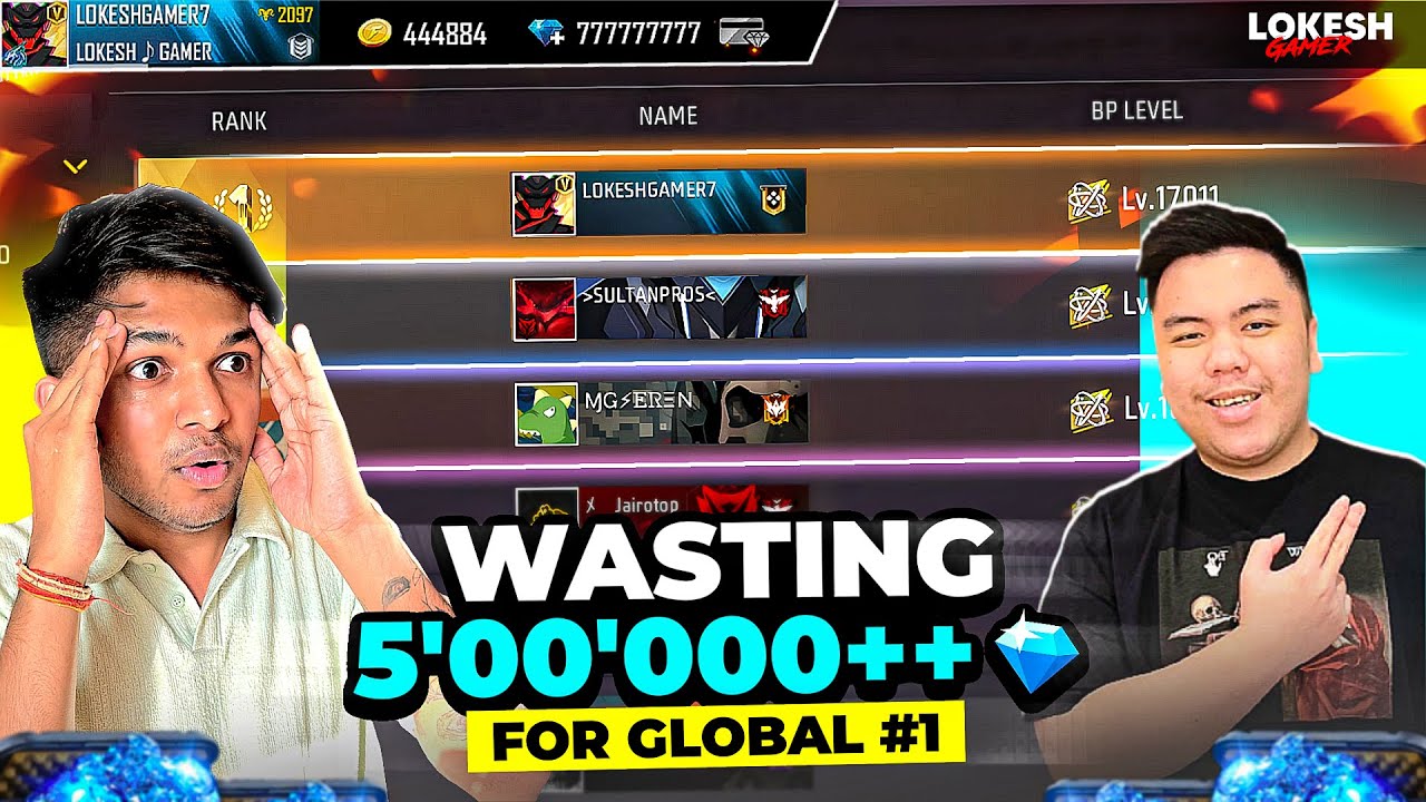 YouTuber Giving Dares || Wasted 1M Diamonds 💎 For Global No.1 In Badges 😱 Free Fire
