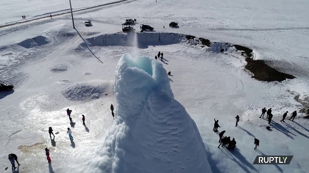Rare ice volcano spotted in Kazakhstan