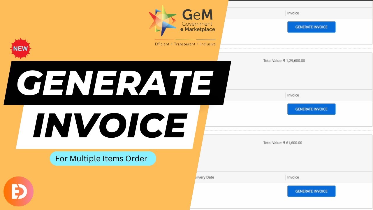 Generate Invoice for Multi Products Order | GeM BOQ Order Invoice Generation Process | GeM Invoices