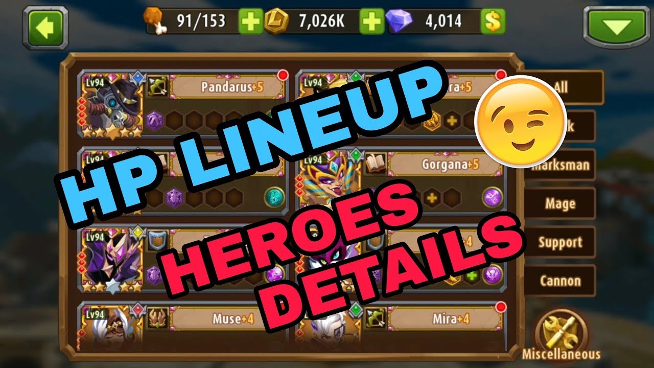 Magic Rush : My HP Lineup Heroes Details