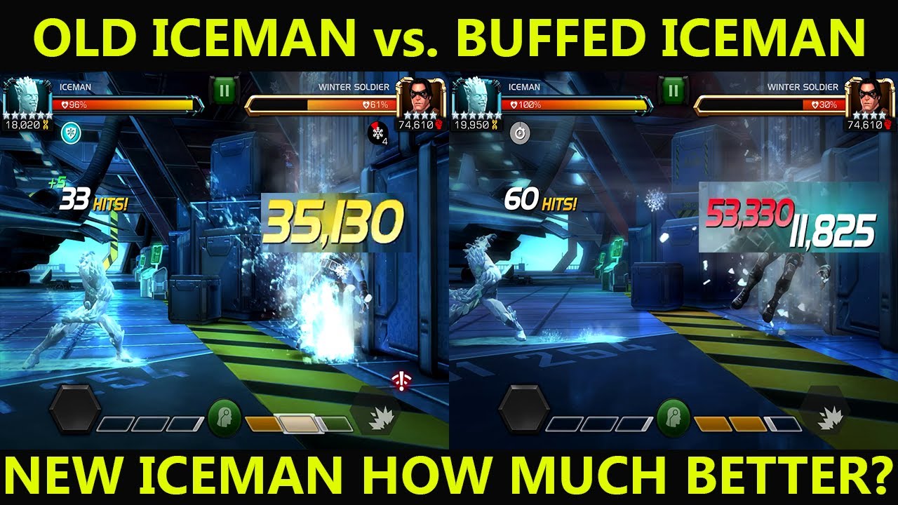 NEW BUFF ICEMAN VS OLD ICEMAN COMPARISON mcoc