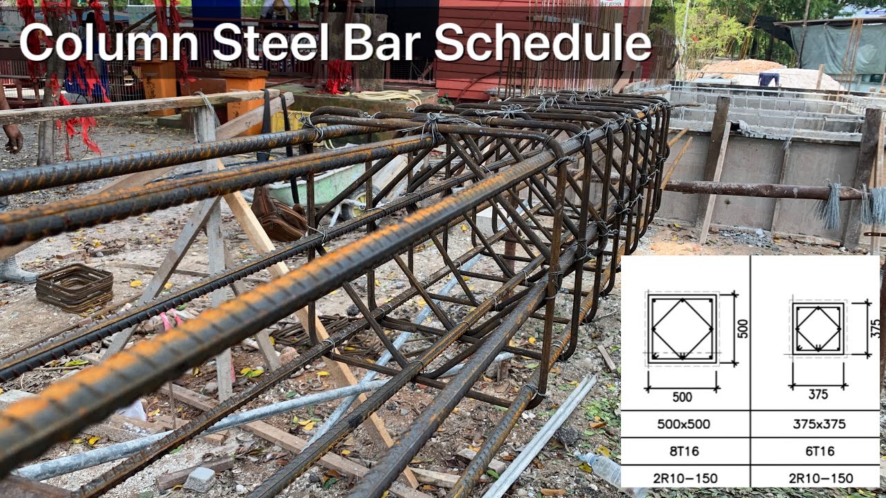 Concrete RCC Column Steel Rebar Reinforcement Installation In Construction | Tying Column Steel Bars