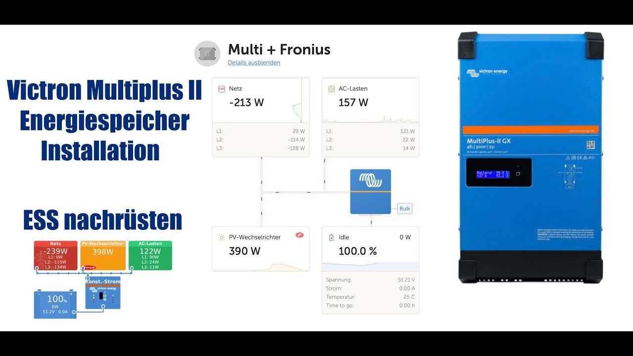 Victron Multiplus II Installation des ESS Systems / Pylontech Energiespeicher nachrüsten