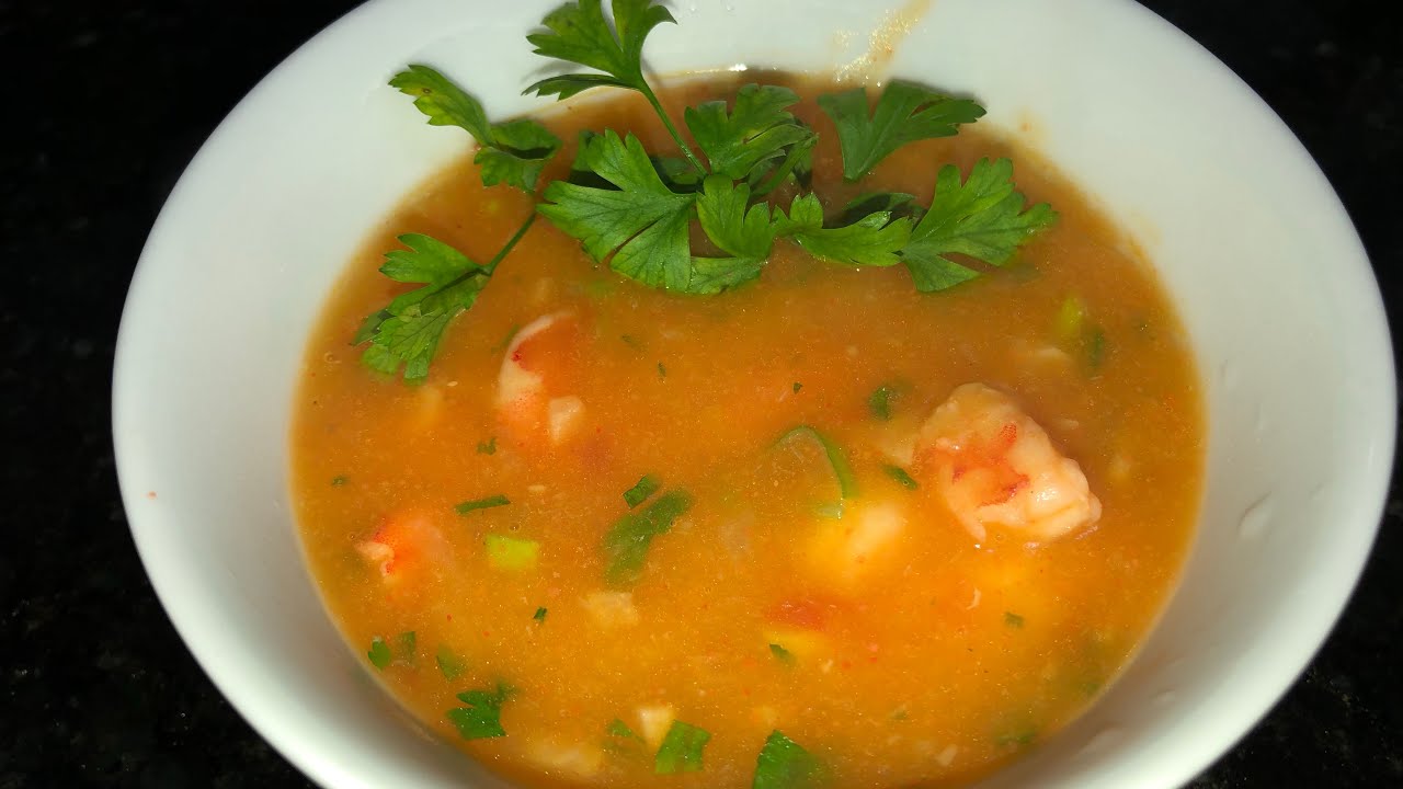 Caldo de mandioca com camarão 🍤