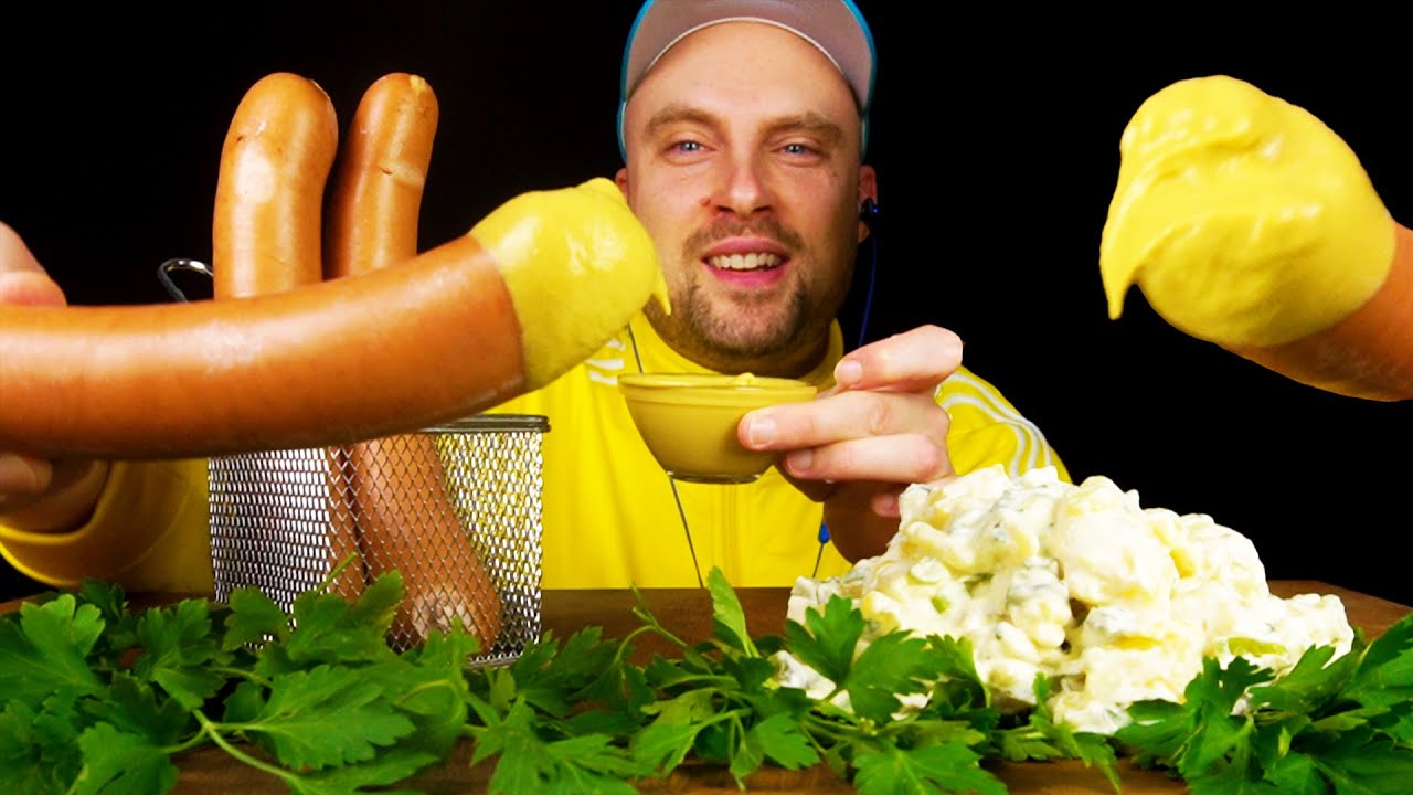 Немецкие колбаски Мукбанг (супер хрустящие) 🌭🇩🇪 АСМР!