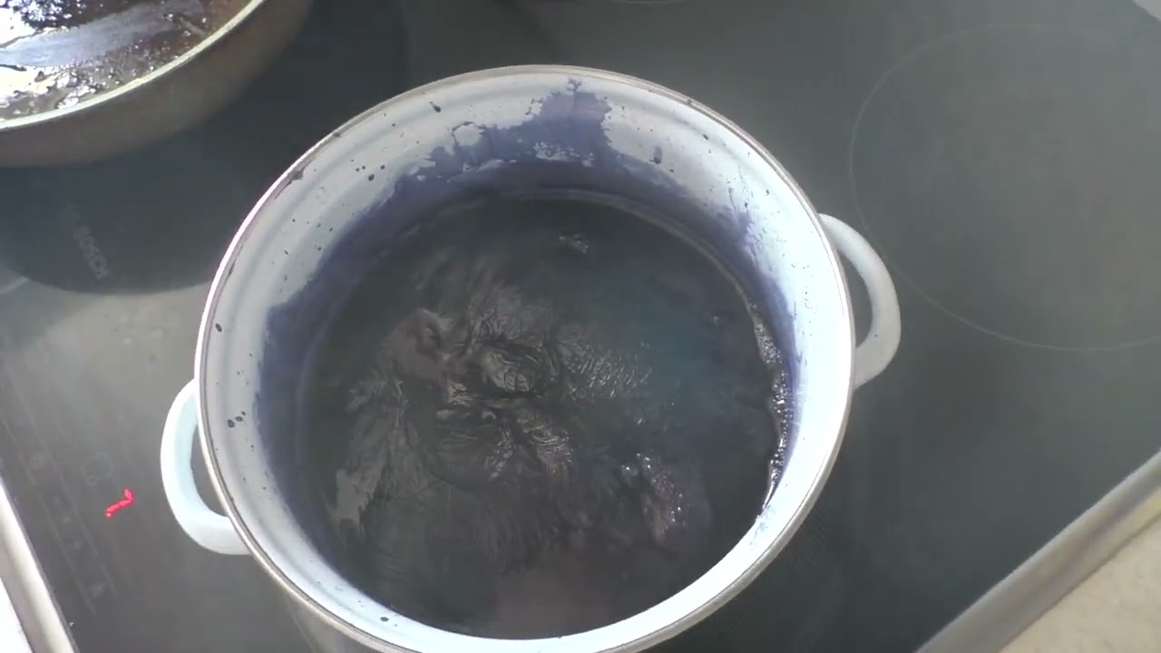 Покраска меха козы в синий цвет