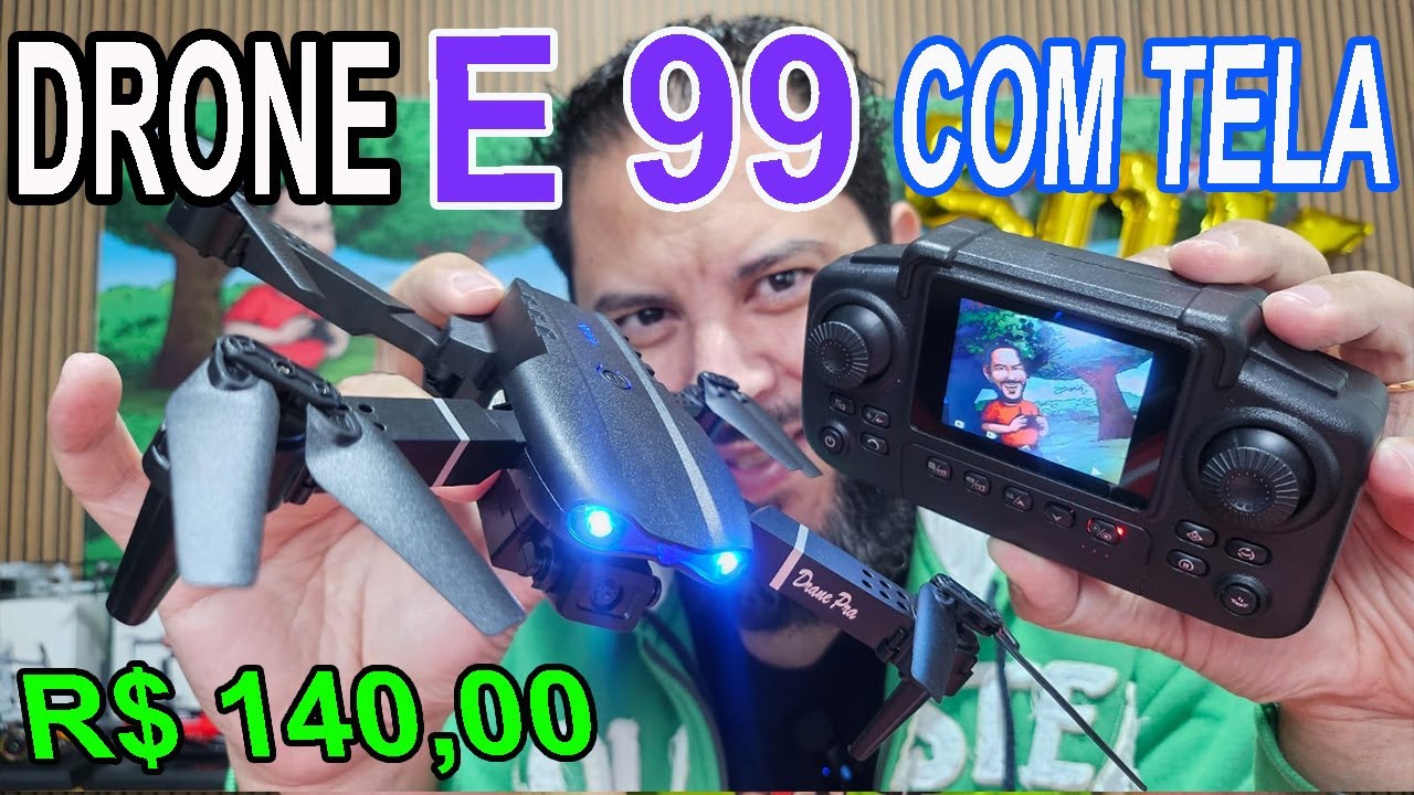 Drone E99 com TELA no controle R$ 140 como ligar e configurar todas as funções do controle e imagem