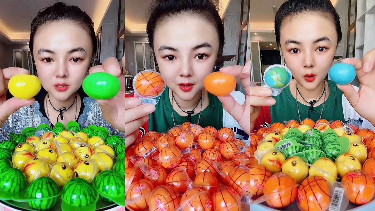 ASMR FAST EATING YUMMY CANDY EARTH JELLY & WATERMELON JELLY