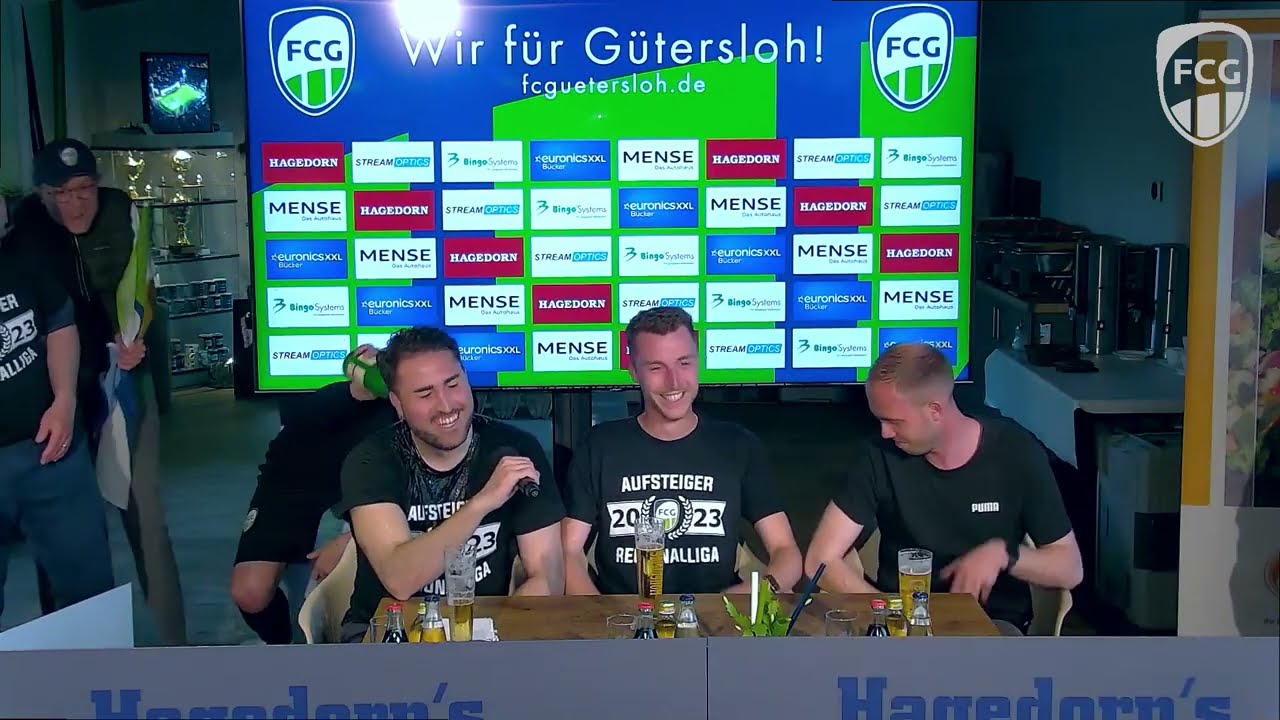 Aufstiegs-Pressekonferenz des FC Gütersloh nach einem 2:0 gegen Sportfreunde Lotte