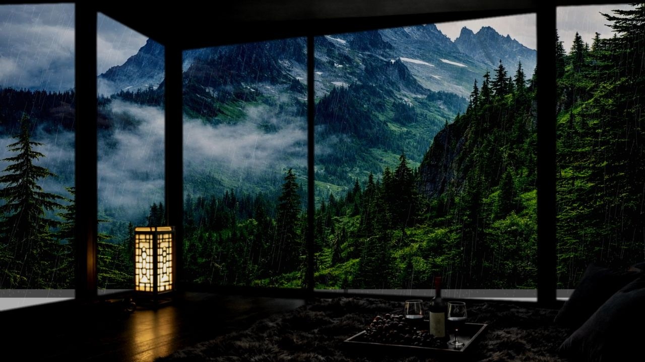 Gentle Rain in a Dark Bedroom (No Ads)☔Forest Night Ambience for Deep Sleep & Relaxation☔