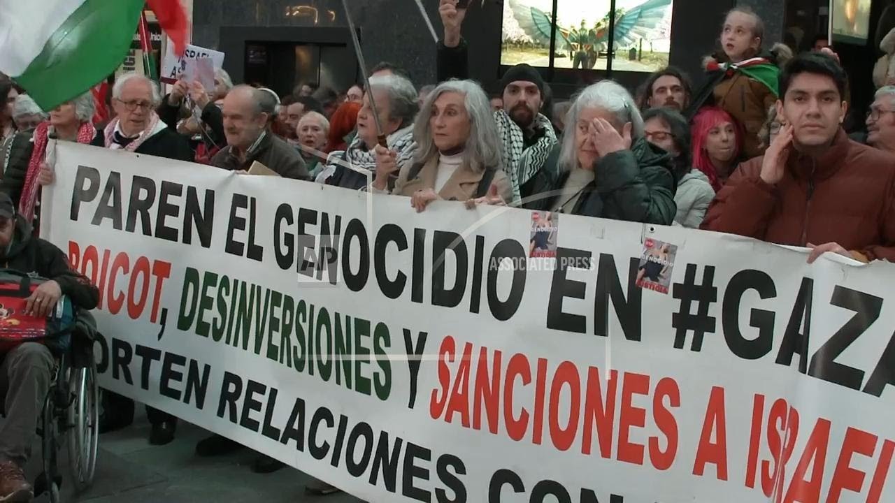 Hundreds gather in Madrid to protest against Israel's resumption of airstrikes on Gaza