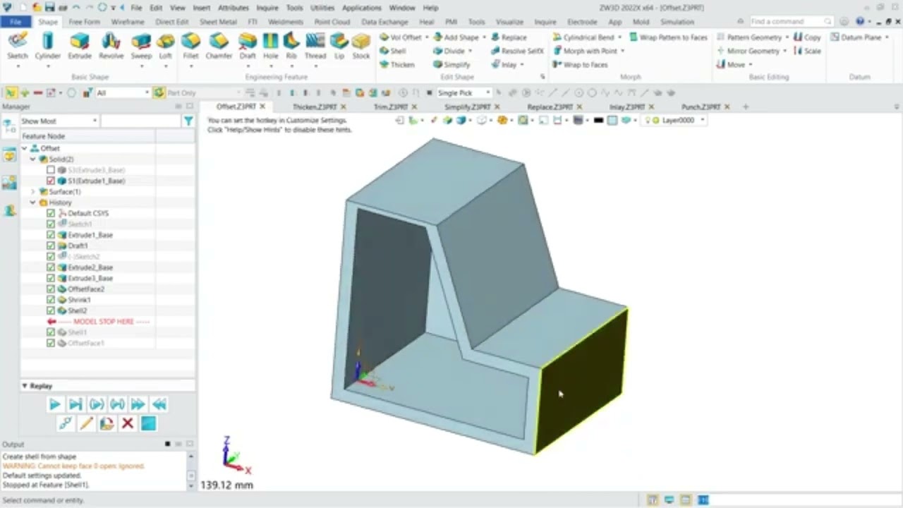 Lesson 3   Solid Modeling   Part 7  Edit Shape   ZW3D Tutorials   CAD Module