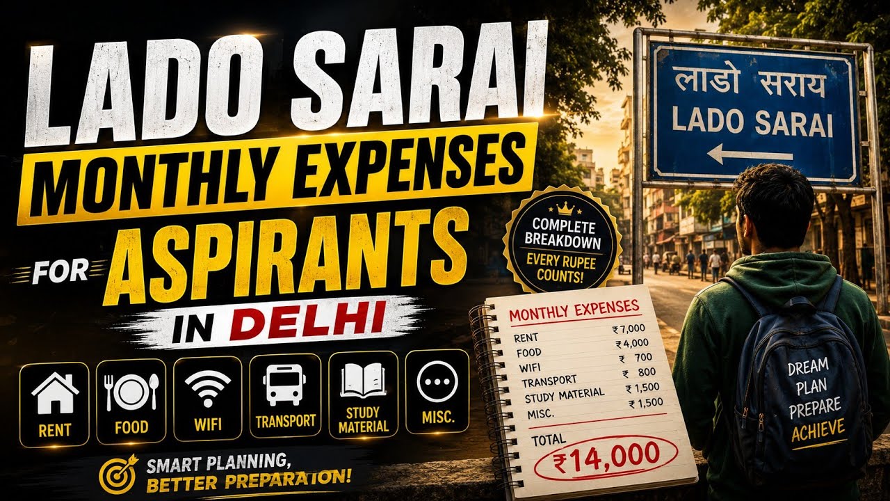 LADO SARAI Monthly Expense for Students 💸UPSC GATE NEET SSC Aspirant😱 Library Mess and Rooms expense