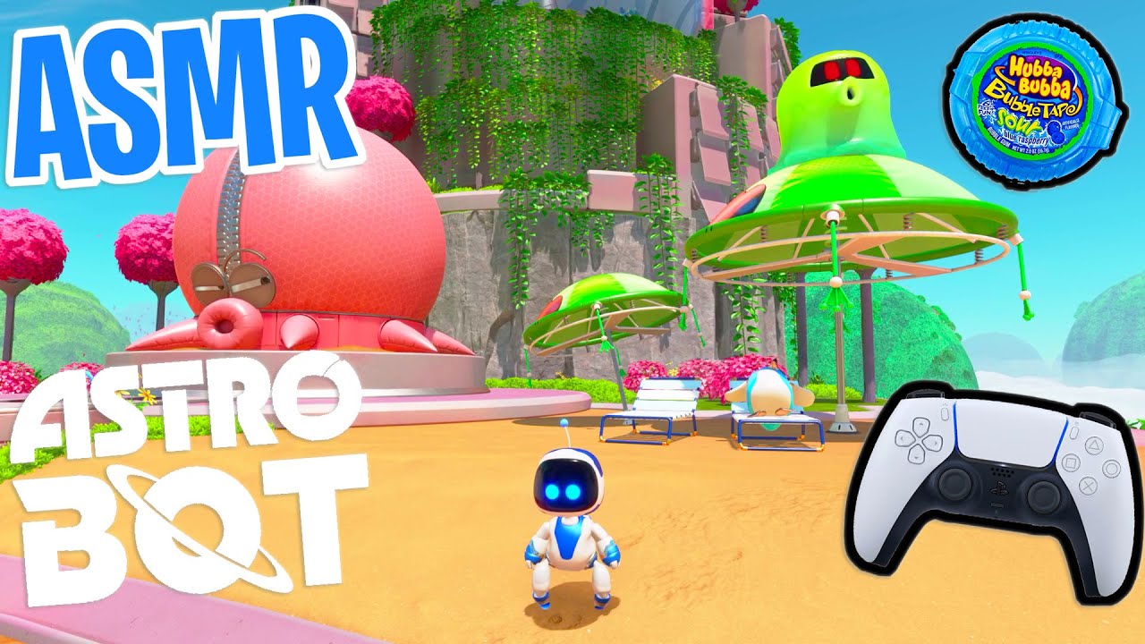 ASMR Gaming 😴 Astro Bot PS5 Relaxing Gum Chewing 🎮🎧 PlayStation 5 Controller Sounds + Whispering 💤