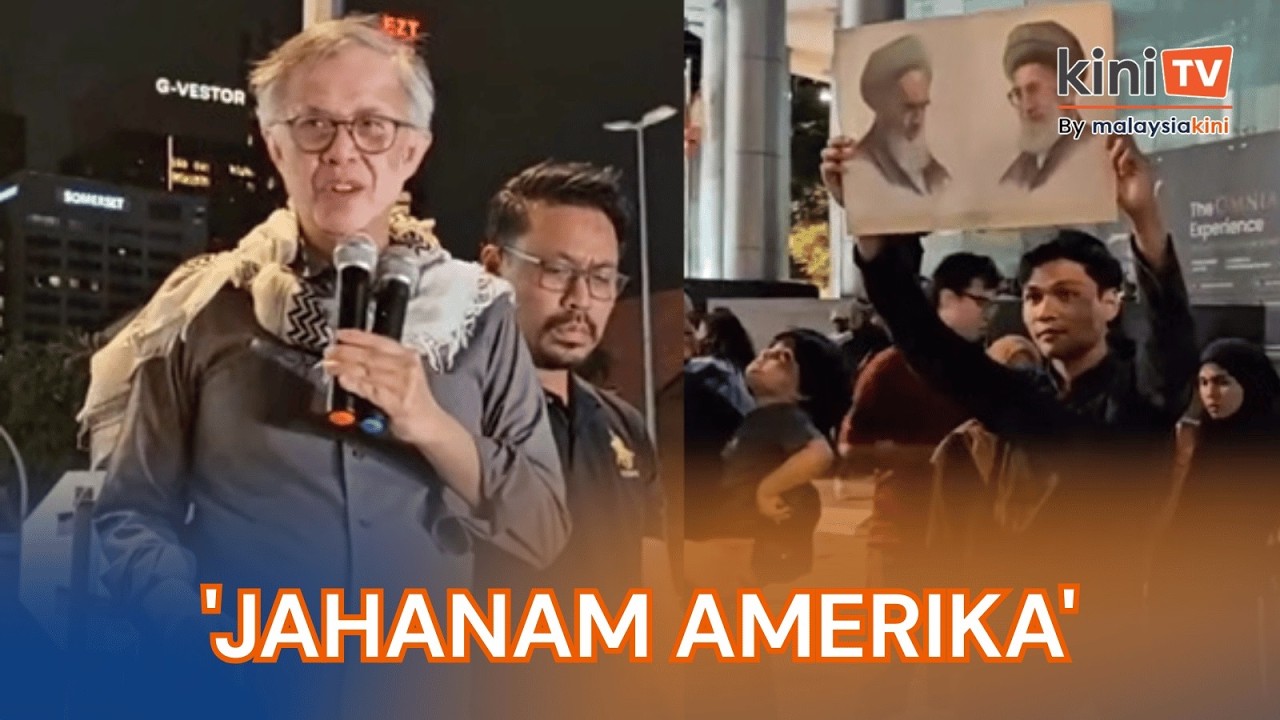 Kumpulan bersolidariti terhadap Iran di depan kedutaan AS