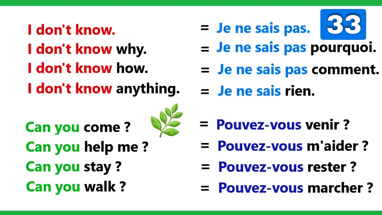 Phrases simples pour apprendre l'anglais facilement |partie 33 |✪✪easy sentences to learn french 🌿