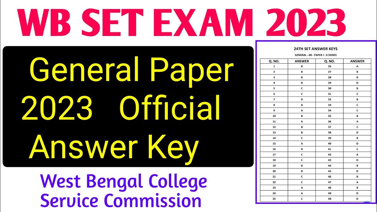 WB SET Exam 2023 General Paper Official Answer Key